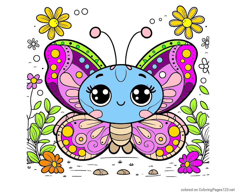 Colored coloring page - Cute Butterfly Coloring Page