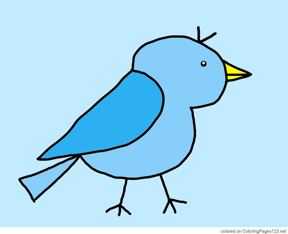 Colored coloring page - Easy Coloring Page of a Cute Bird