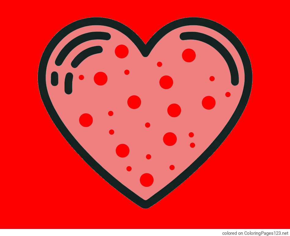 Colored coloring page - Free Printable Coloring Page of a Heart