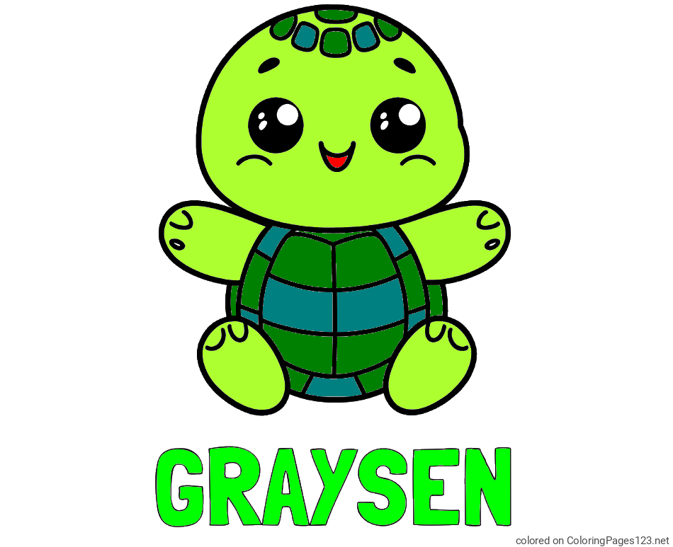 Colored coloring page - GRAYSEN Coloring Page and Easy Coloring Page of Turtle