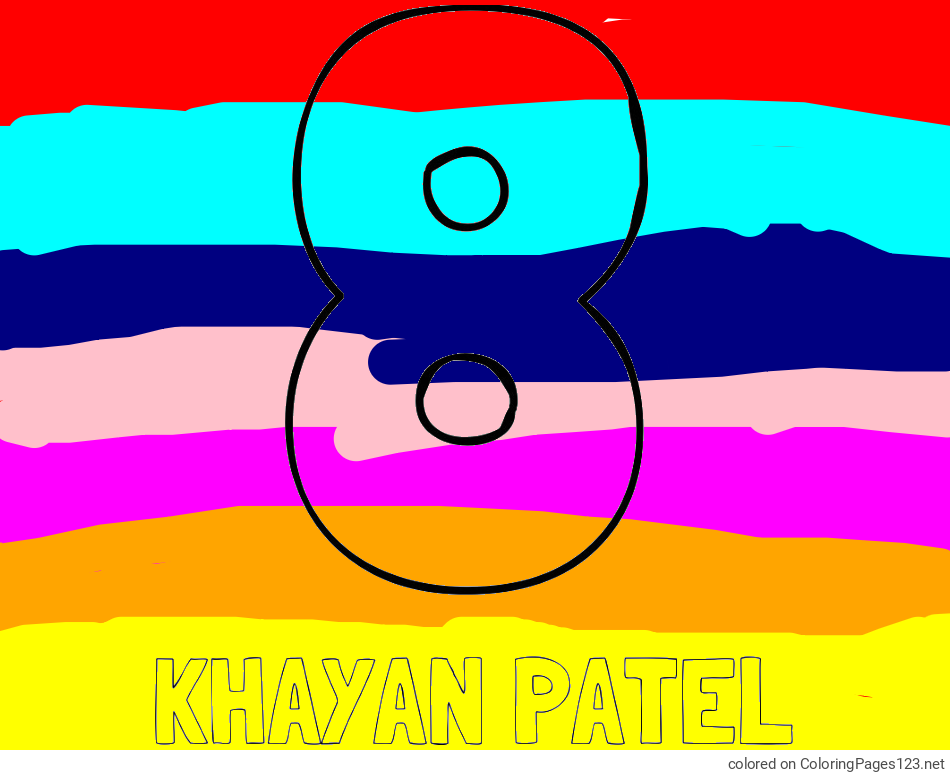 Colored coloring page - KHAYAN PATEL Coloring Page and Coloring Page of Number Eight (8)