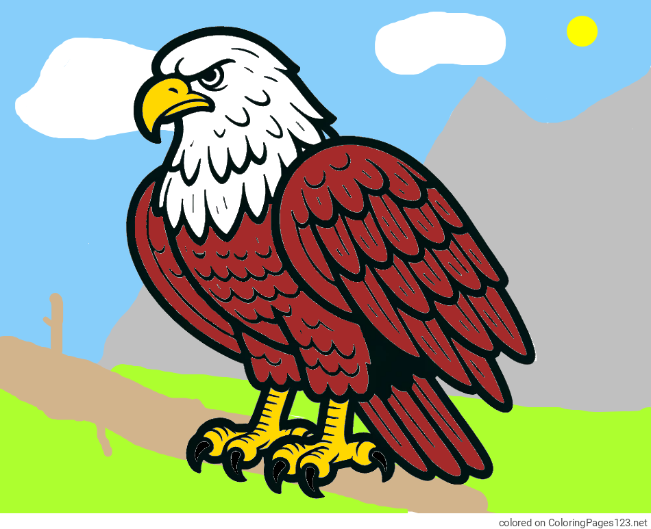 Colored coloring page - Kids’ Eagle Coloring Page