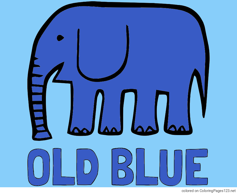 Colored coloring page - OLD BLUE Coloring Page and Simple Elephant Coloring Page for Kids