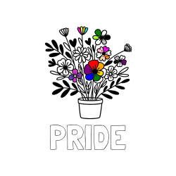 COLORED COLORING - PRIDE Coloring Page and Easy Flower Bouquet Coloring Page