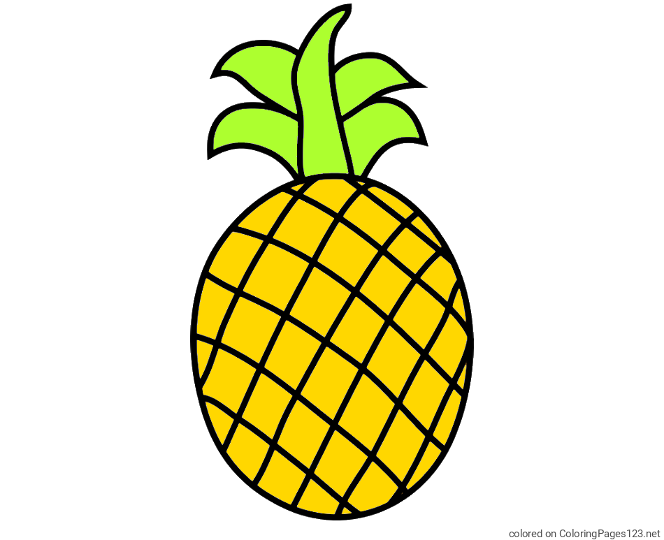 Colored coloring page - Simple Pineapple Coloring Page
