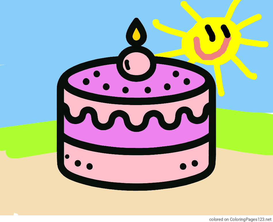 Colored coloring page - Small Children’s Cake Coloring Page