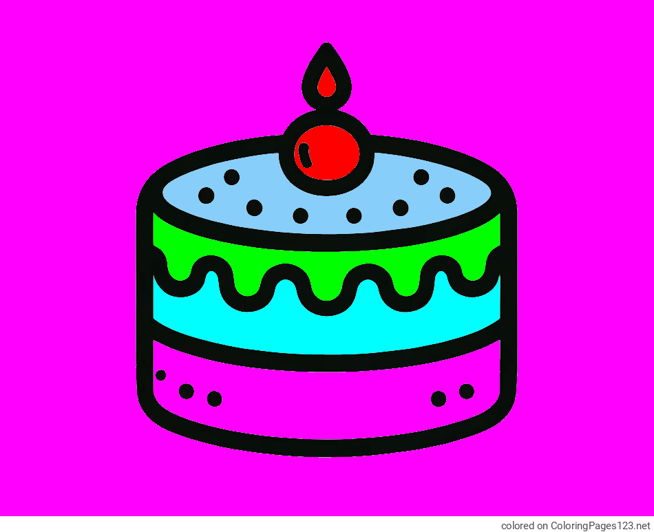 Colored coloring page - Small Children’s Cake Coloring Page