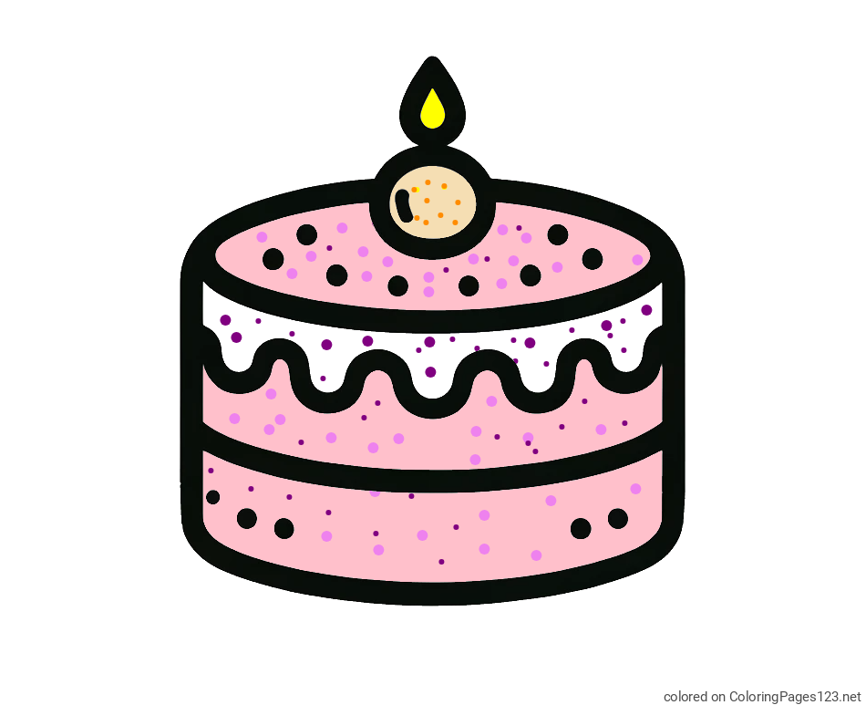 Colored coloring page - Small Children’s Cake Coloring Page