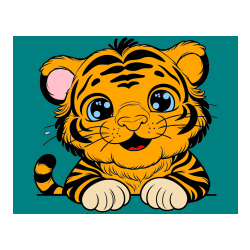 Pobarvana pobarvanka - Tiger Cub Coloring Page