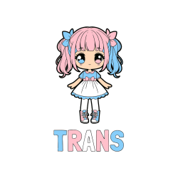 COLORED COLORING - TRANS Coloring Page and Coloring Page of a Cute Anime Girl