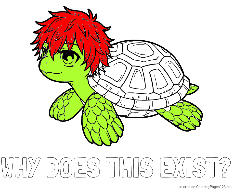 Colored coloring page - WHY DOES THIS EXIST? Coloring Page and Coloring Page of Anime Turtle