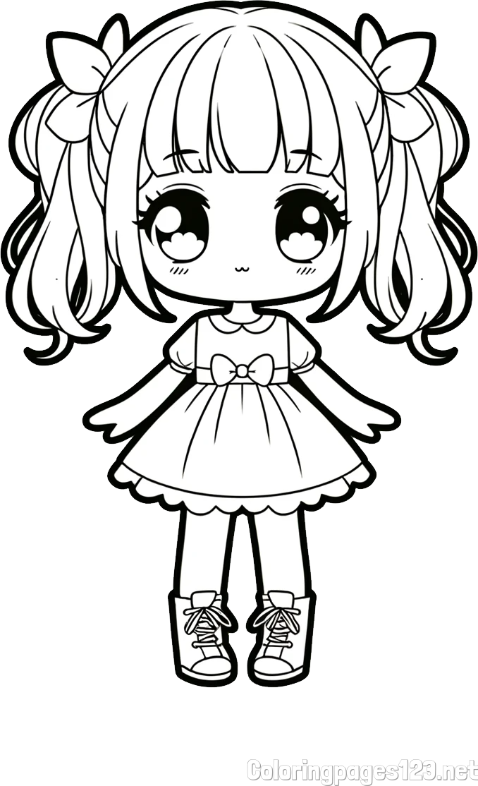 Coloring Page of a Cute Anime Girl