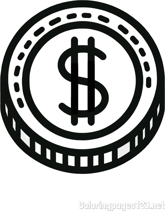 Coloring Page of a Dollar Coin