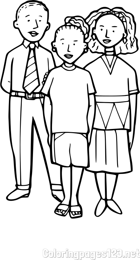 Coloring Page of a Family