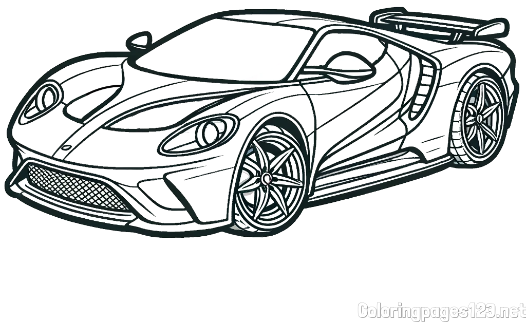 Coloring Page of a Fast Sport's Car