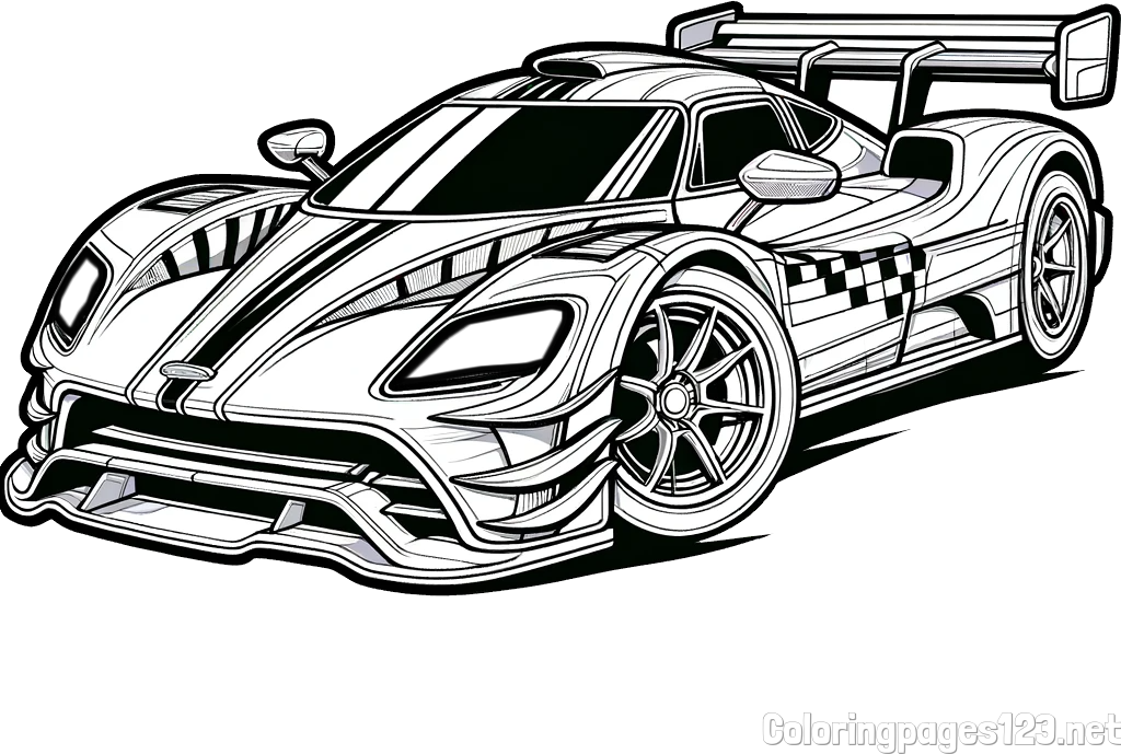 Coloring Page of a Futuristic Racing Car