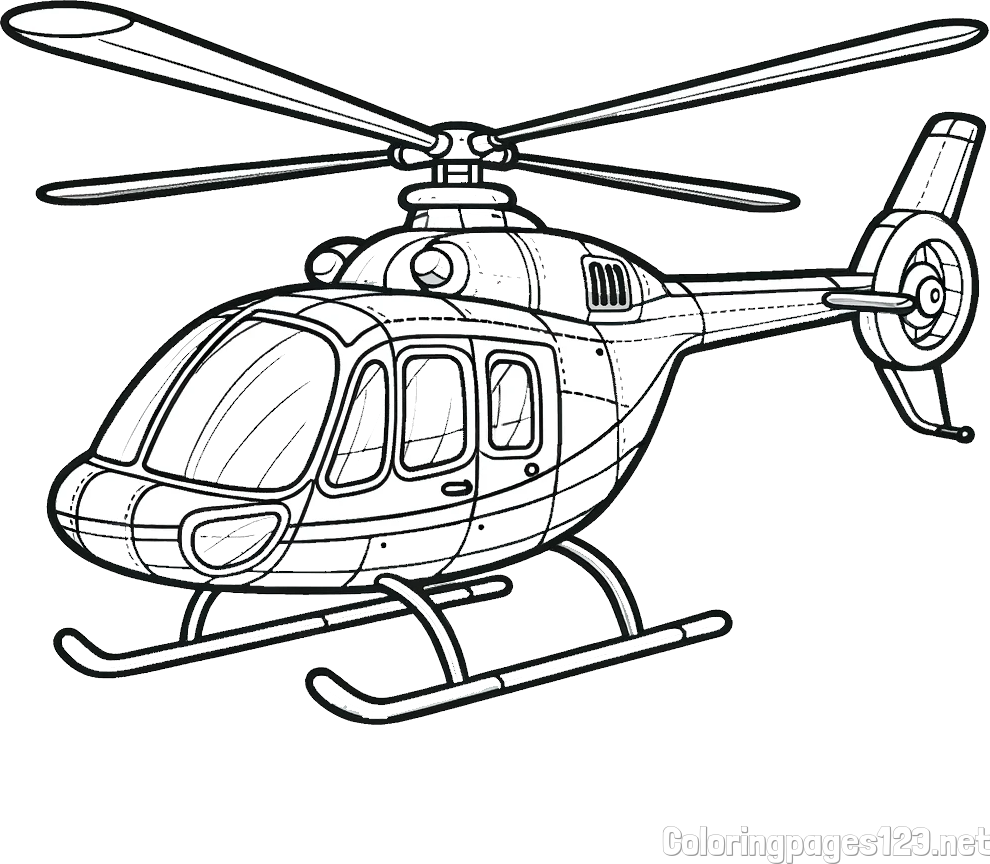 Coloring Page of a Police Helicopter