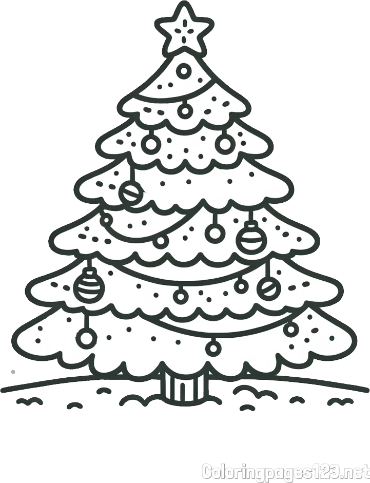 Coloring Page of a Simple Christmas Tree