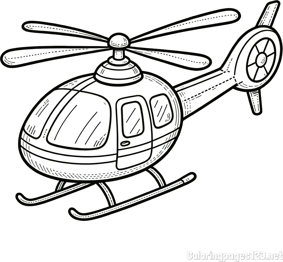Coloring Page of a Small Helicopter