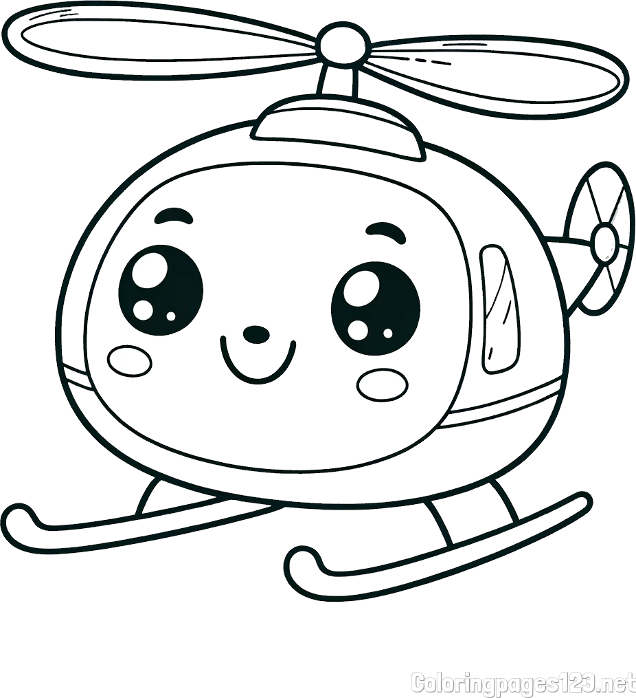 Coloring Page of a Smiling Helicopter