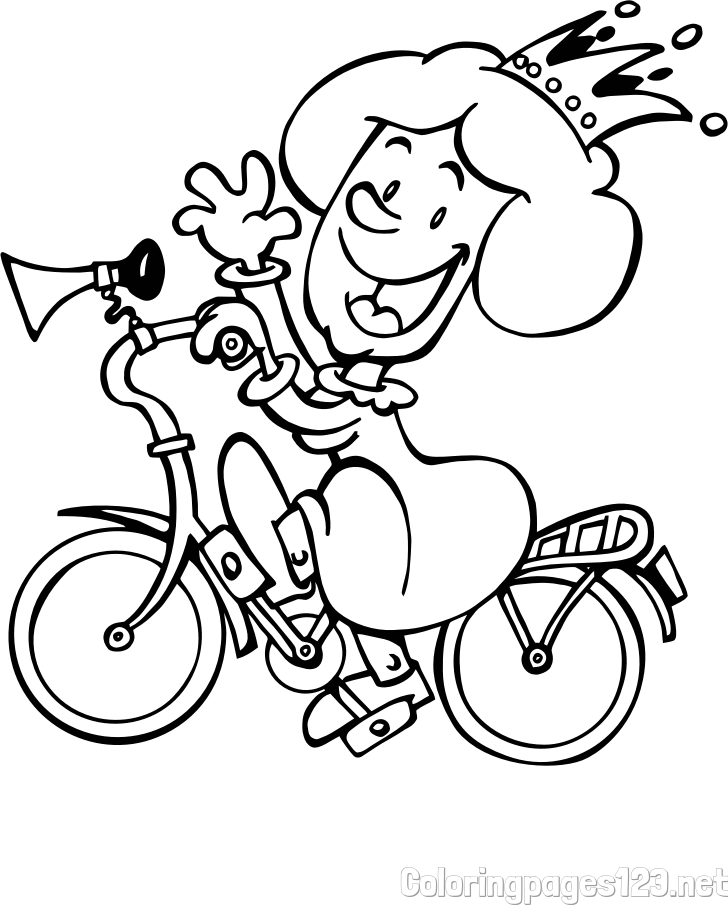 Coloring Page of a Woman on a Bicycle