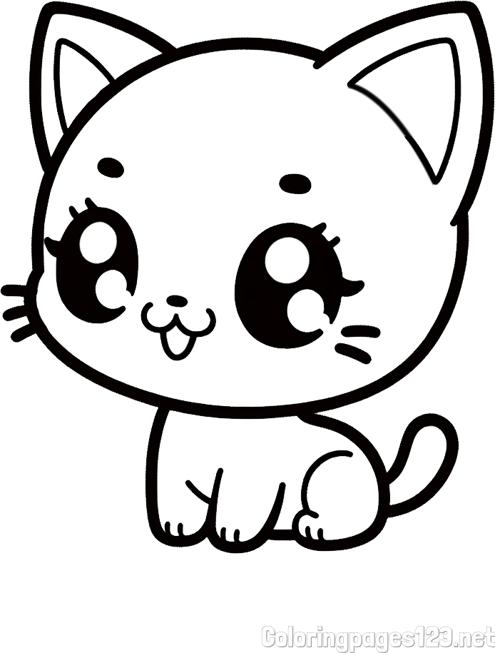 Coloring Page of an Anime Cat