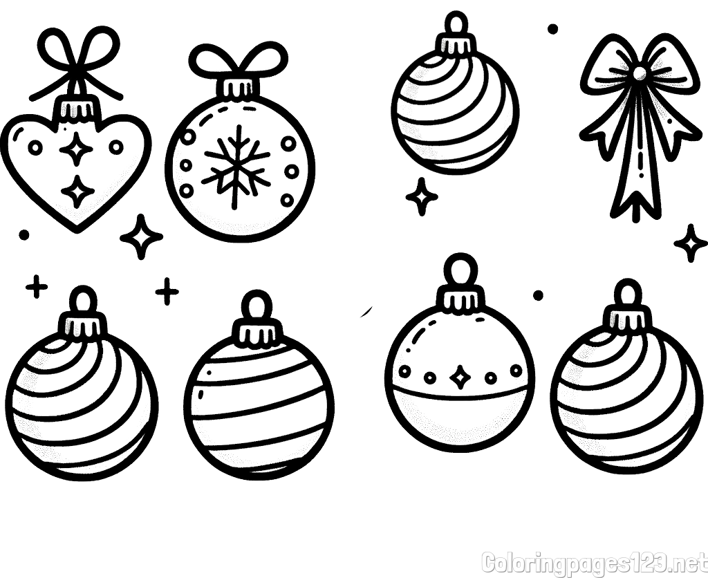 Coloring Page of Christmas Ornaments