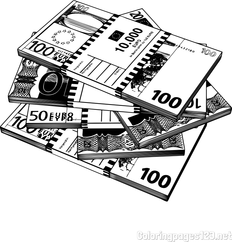 Coloring Page of Money (Euros)