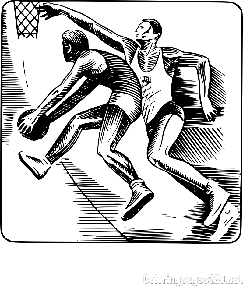 Coloring Page of Two Basketball Players