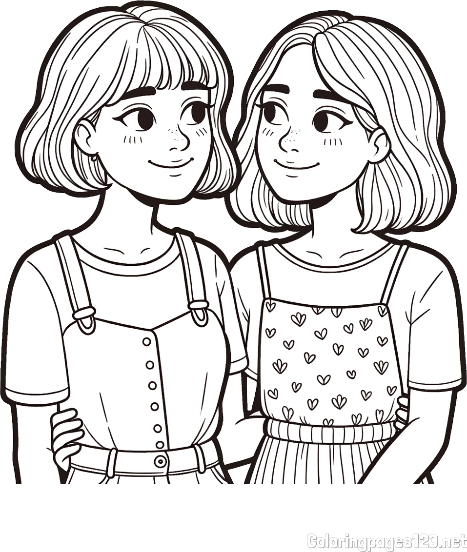 Coloring Page of Two Girls Best - Coloring Page Of Two Girls Best Friends Forever JIwVY 