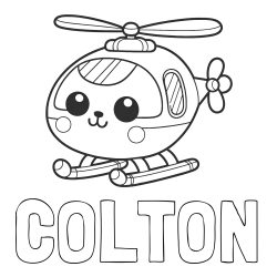Online Created Coloring Page - COLTON Coloring Page and Easy Coloring Page of a Helicopter