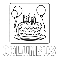 Online Created Coloring Page - COLUMBUS Coloring Page and 5th Birthday Cake Coloring Page
