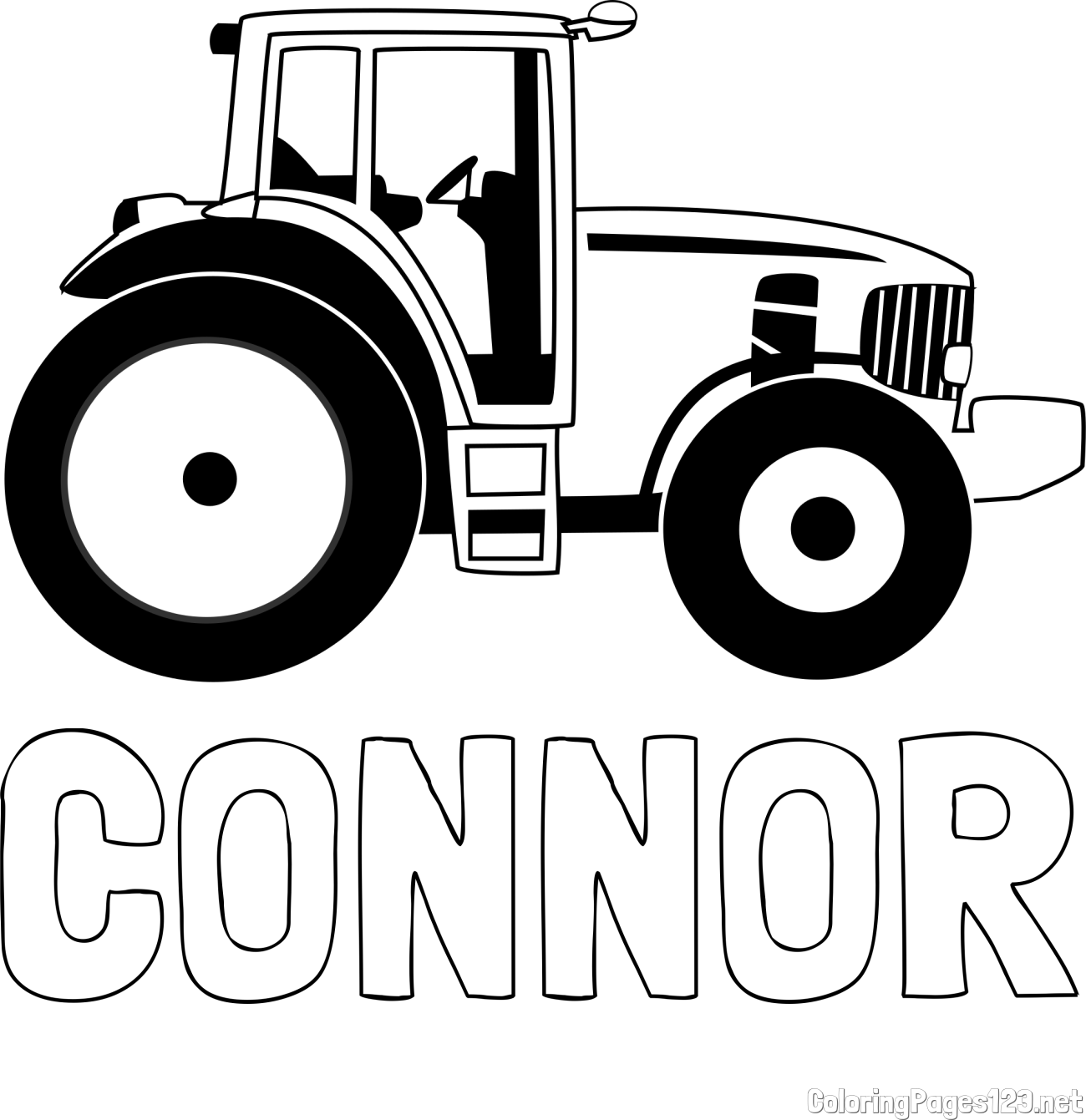 CONNOR Coloring Page and Large Tractor Coloring Page