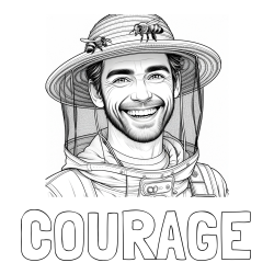 Online Created Coloring Page - COURAGE Coloring Page and Coloring Page of a Happy Beekeeper