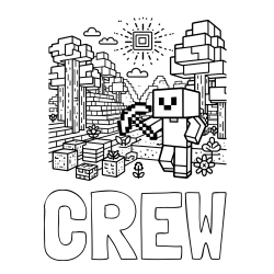 Online Created Coloring Page - CREW Coloring Page and Minecraft World Coloring Page