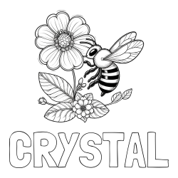 Online Created Coloring Page - CRYSTAL Coloring Page and Children's Coloring Book of a Little Bee and Flowers