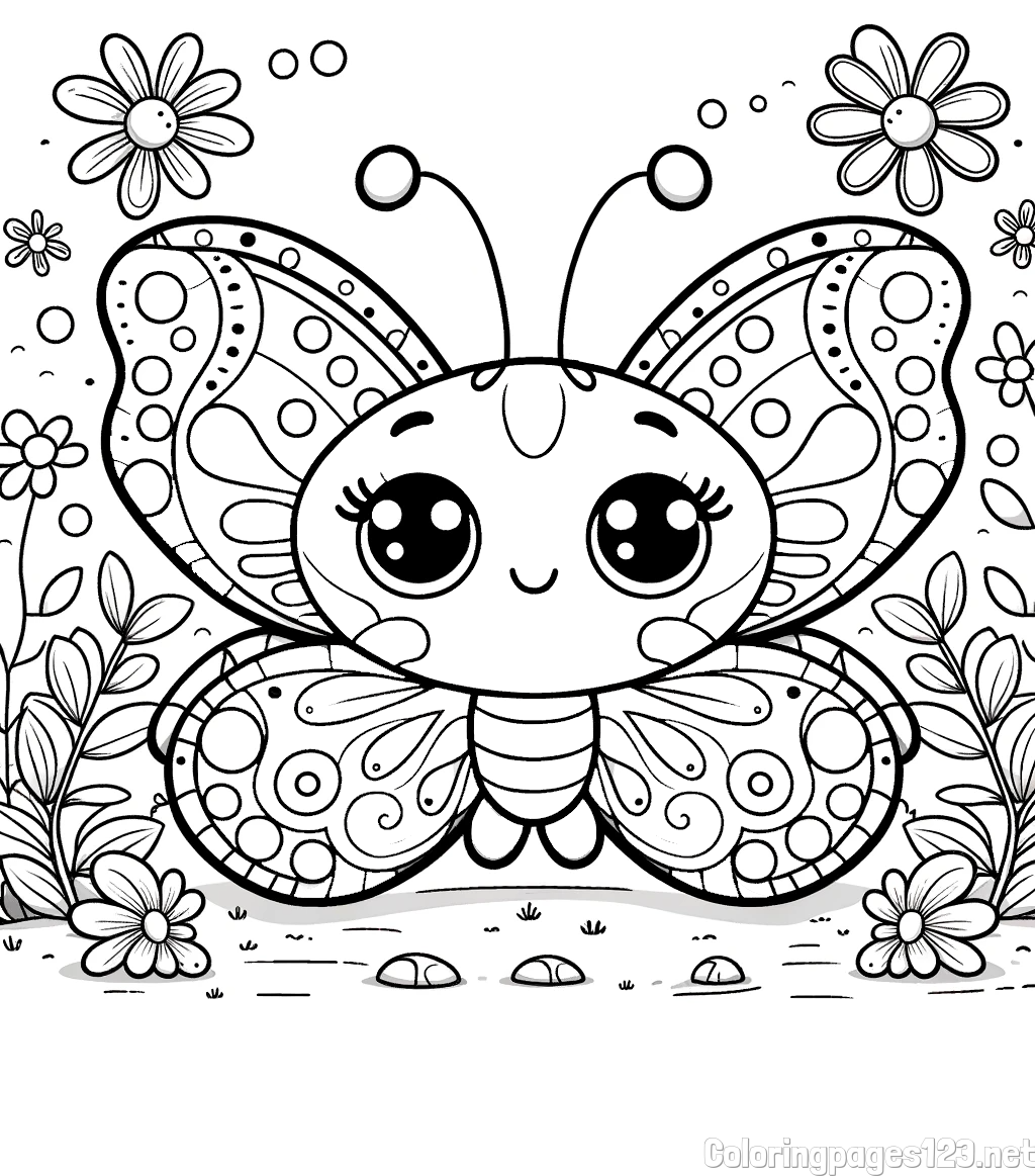 Cute Butterfly Coloring Page