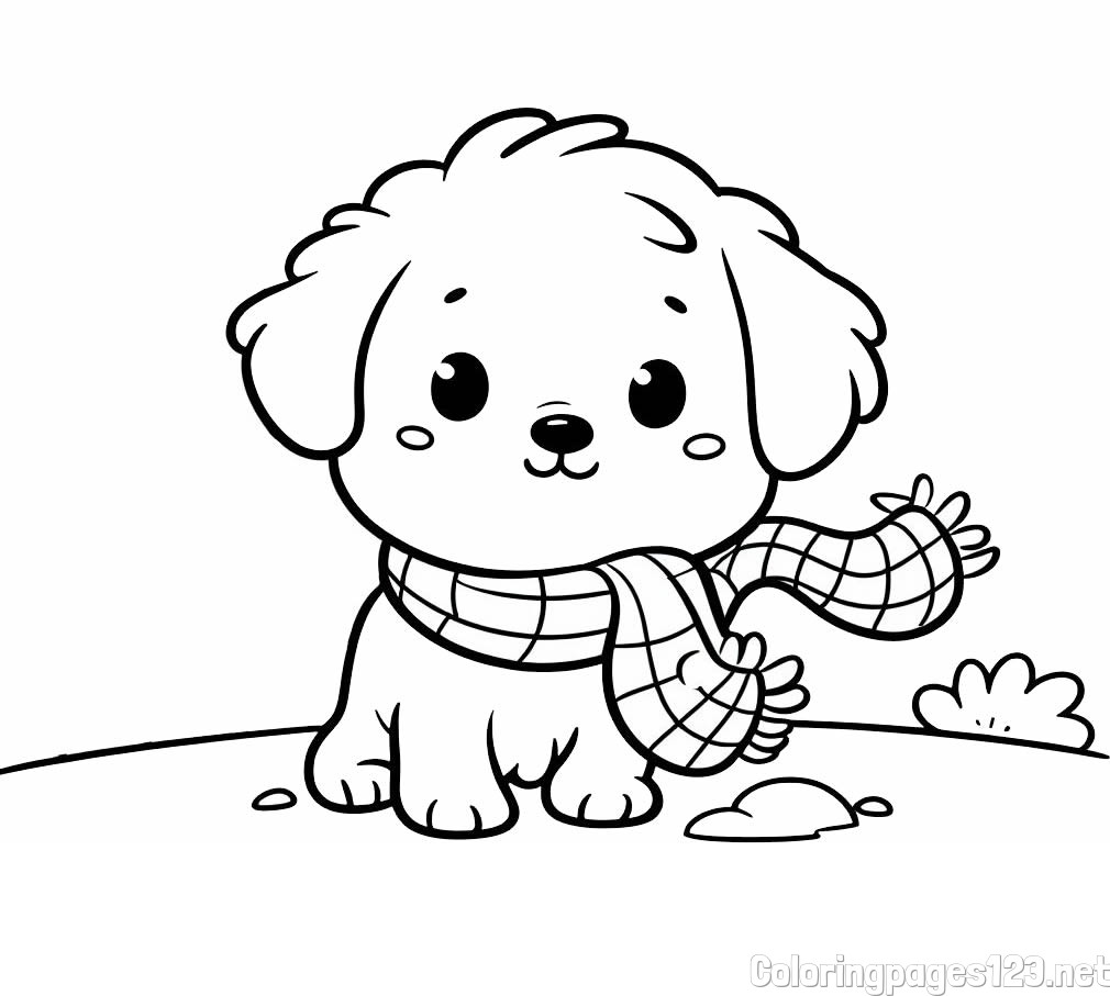 Coloring Page of an Adorable Puppy