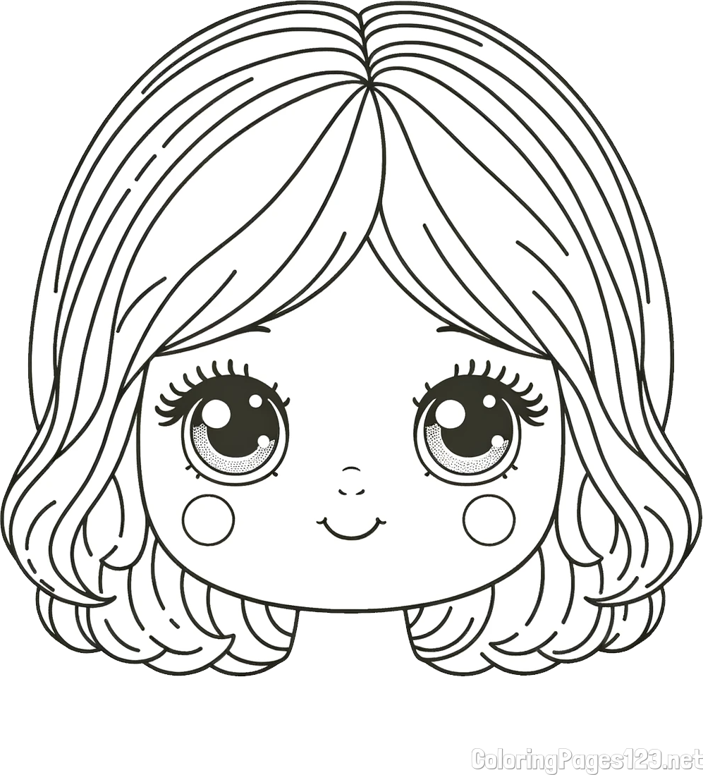 Cute Girl Face Coloring Page