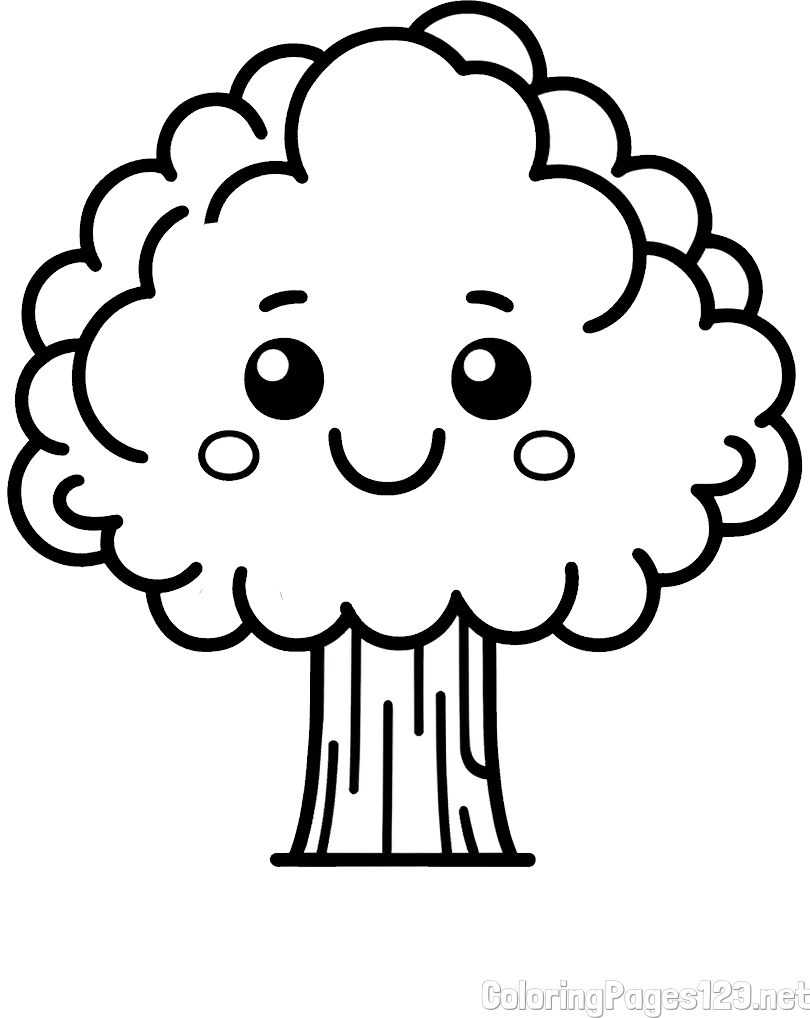 Cute Smiling Tree Coloring Page