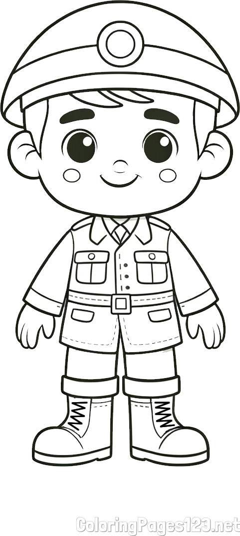 Cute Soldier Coloring Page for Kids