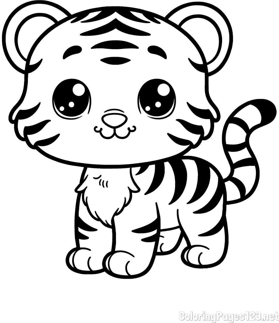 Cute Tiger Cub Coloring Page