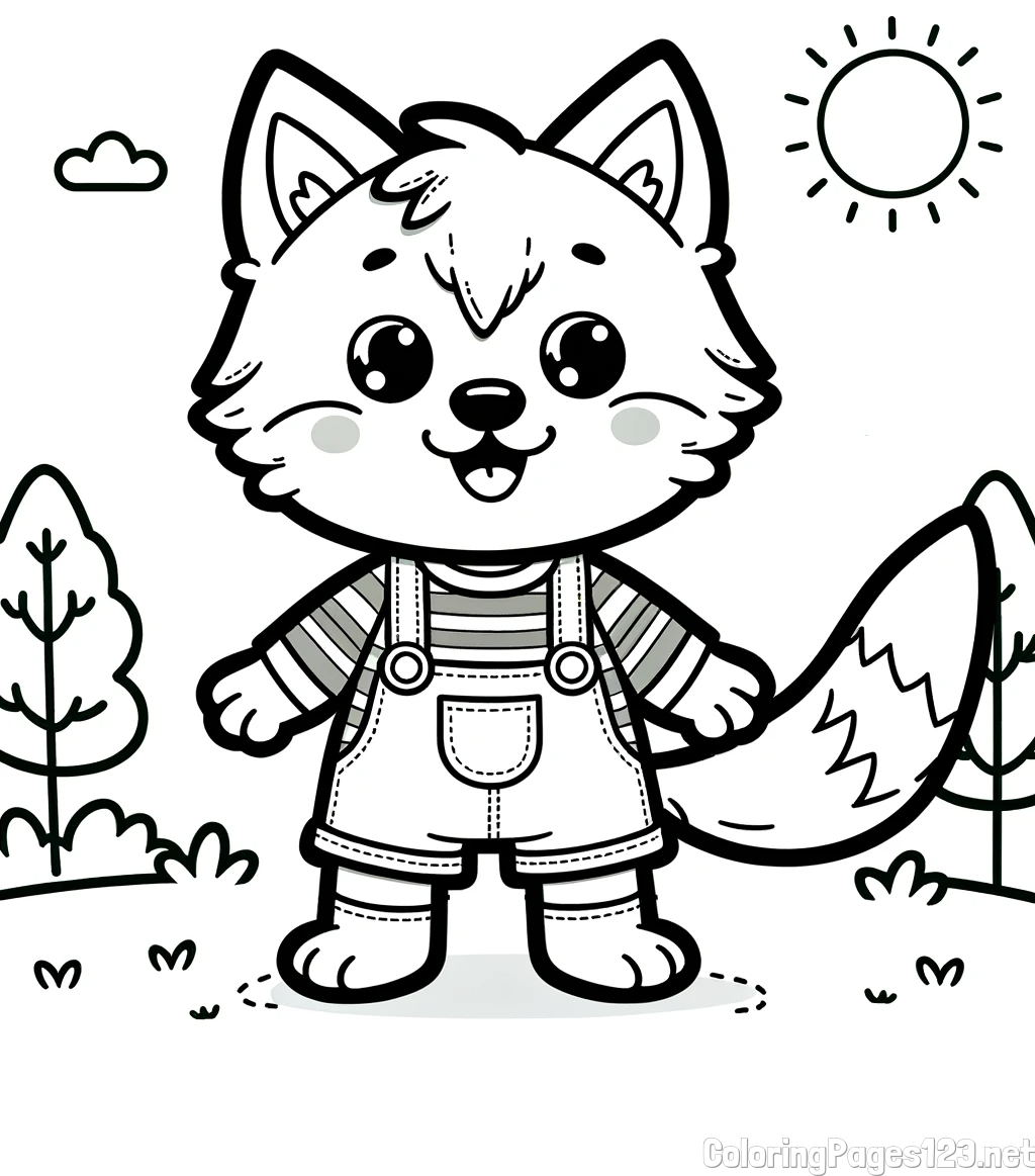 Cute Wolf Coloring Page