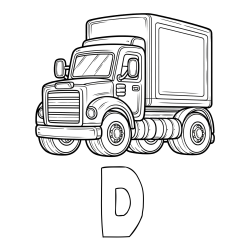 Online Created Coloring Page - D Coloring Page and Big Truck Coloring Page