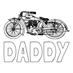 Online Created Coloring Page - DADDY Coloring Page and Realistic Vintage Motorcycle Coloring Page