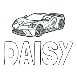 Online Created Coloring Page - DAISY Coloring Page and Coloring Page of a Fast Sport's Car