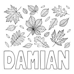 DAMIAN Coloring Page and Autumn Leaves Coloring Page