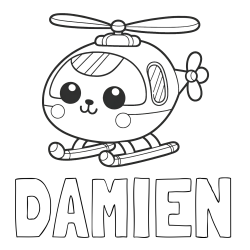 Online Created Coloring Page - DAMIEN Coloring Page and Easy Coloring Page of a Helicopter