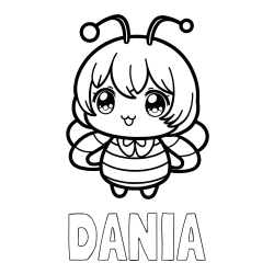 Online Created Coloring Page - DANIA Coloring Page and Anime-Style Bee Coloring Page