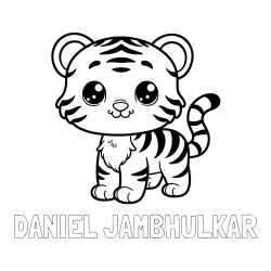 Online Created Coloring Page - DANIEL JAMBHULKAR Coloring Page and Cute Tiger Cub Coloring Page